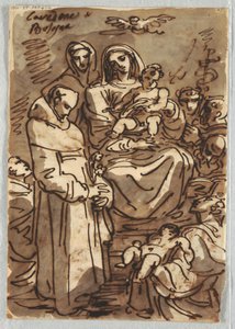 Santísima Trinidad con el Cristo muerto en gloria después de Palma Giovane; Adoración de los Magos, Estudio después de Lodovico Carracci de Felice Giani