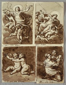 Luneta con San Pedro y San Pablo con San Mateo y el Profeta Isaías, Estudio después de Sebastiano del Piombo