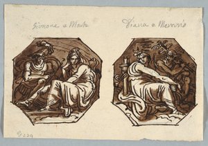 Marte y Juno; Mercurio y Diana en composición diagonal