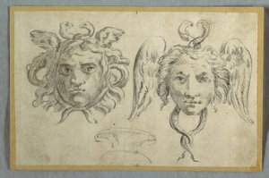 Máscara con dos cabezas; Máscara con dos cabezas de serpiente de Felice Giani