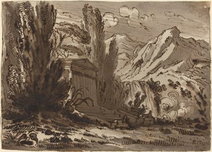Paisaje Montañoso con Templo Clásico de Felice Giani