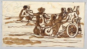 Neptuno cabalgando sobre el mar en un carro de Felice Giani