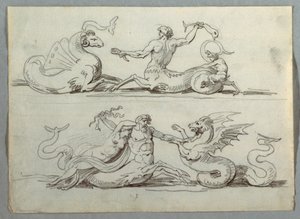 Centauro marino lucha contra monstruo marino