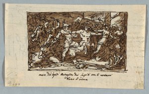 Página de cuaderno de bocetos: Batalla de los centauros y los lapitas de Felice Giani