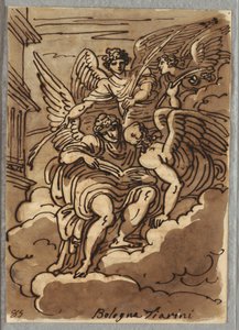 San Pablo en las nubes con ángeles y palmas de Felice Giani