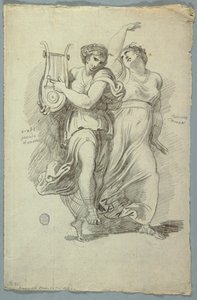 Terpsícore, musa de la danza y Erato, musa de la poesía amorosa de Felice Giani