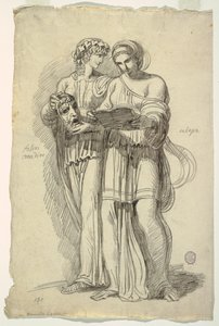 Thalia, Musa de la Comedia y Calíope, Musa de la Poesía Épica de Felice Giani