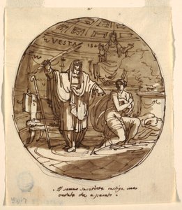 El Sumo Sacerdote Castiga a una Virgen Vestal, Sala de Numa Pompilio, Palazzo Milzetti, Faenza de Felice Giani