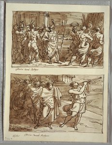 El orgullo de Rómulo: La burla del viejo capitán de Veii; Dos estudios después de Carracci