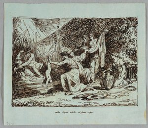 Tetis sumerge a Aquiles en el río Estigia de Felice Giani