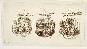 Tres Bocetos de Temas de Teseo, para la Sala di Teseo, Palazzo Gaddi, Forli de Felice Giani