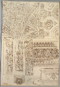 Dos estudios decorativos de techos; Verso: Estudios de cabezas de Felice Giani