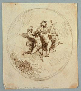 Dos putti voladores con atributos de Dionisio de Felice Giani