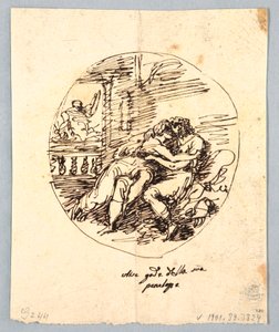 Ulises y Penélope abrazándose de Felice Giani
