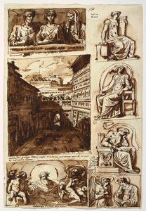 Varias obras de arte. El patio del Palazzo Mattei en Roma de Felice Giani