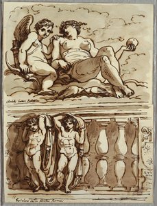 Venus y Cupido, Estudio después de Annibale Carracci de Felice Giani