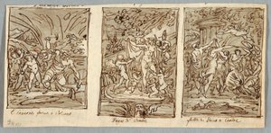 Invierno, la fragua de Vulcano, primavera, el baño de Venus, fiestas de verano de Baco y Ceres de Felice Giani