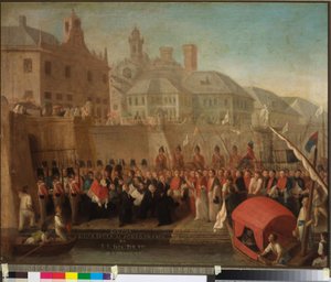 Visita al puerto franco de Génova de S.S. el Papa Pío VII, c.1818 (óleo sobre lienzo) de Felice Guascone