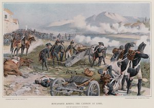 Bonaparte apuntando el cañón en Lodi de Felicien baron de Myrbach Rheinfeld