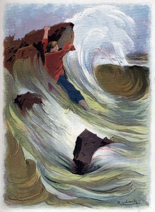 Robinson Crusoe logra aferrarse a una roca de Felicien baron de Myrbach Rheinfeld