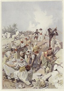 Soldados y civiles construyendo una barricada de Felicien baron de Myrbach Rheinfeld