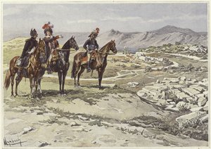 Soldados a caballo inspeccionando Nicópolis de Felicien baron de Myrbach Rheinfeld