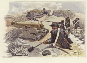 Soldados tomando posiciones entre las ruinas de Nicópolis de Felicien baron de Myrbach Rheinfeld