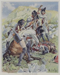 Tropas españolas matando a soldados heridos de Felicien baron de after Myrbach Rheinfeld