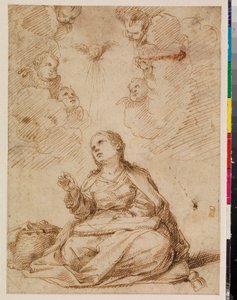 Joven Virgen María cosiendo de Felipe Gomez de Valencia