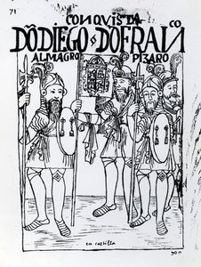 Conquistadores Diego de Amagro y Francisco Pizarro reconciliados en Castilla