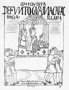 El cuerpo de Huayna Capac siendo llevado de Quito a Cuzco para el entierro de Felipe Huaman Poma de Ayala