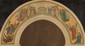 Boceto para la iglesia de la Trinidad: El Cordero Pascual. Grupo de ángeles adoradores. El arcángel San Miguel venciendo al diablo. La Anunciación. San Pablo. San Pedro, hacia 1864 (óleo sobre lienzo)
