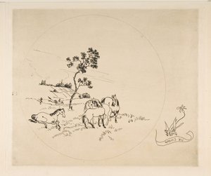 Decoración para un plato: Un campo, 1870 de Felix Bracquemond