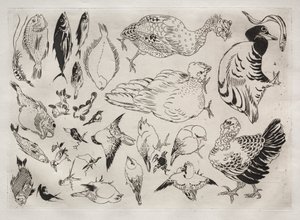 Servicio de Cena (servicio Rousseau): Patos, peces, etc. (n.º 12) de Felix Bracquemond
