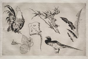 Servicio de Cena (servicio Rousseau): Gallos, raya, plantas, etc. (n.º 9) de Felix Bracquemond