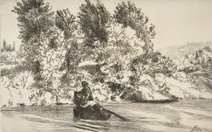 Pescador con una red, 1868 de Felix Bracquemond