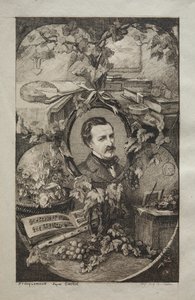 Frontispicio de "Nuevas obras de Champfleury, Los amigos de la naturaleza:" Retrato de Champfleury, después de Gustave Courbet de Felix Bracquemond