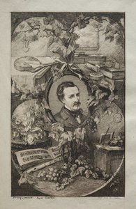Frontispicio para Nuevas Obras de Champfleury, Los Amigos de la Naturaleza: Retrato de Champfleury de Felix Bracquemond
