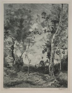 Paisaje, o El Caballo Blanco, después de Corot, c. 1858 de Felix Bracquemond