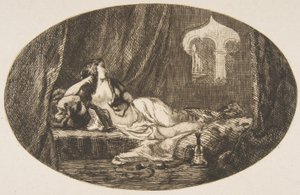 Odalisca reclinada en un harén de Felix Bracquemond