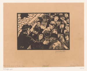 Un agente detiene a una multitud
La foule à Paris de Felix Edouard Vallotton