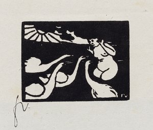 Bañista con cisnes, X de "Les Petites Baigneuses", 1893 de Felix Edouard Vallotton