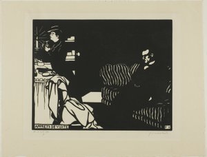 Preparándose para una visita, lámina ocho de Intimidades de Felix Edouard Vallotton