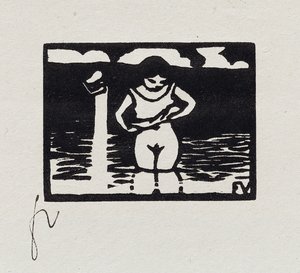 Chica quitándose la camisa, VI de "Les Petites Baigneuses", 1893 de Felix Edouard Vallotton