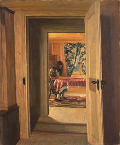 Interior con una joven escribiendo, 1905