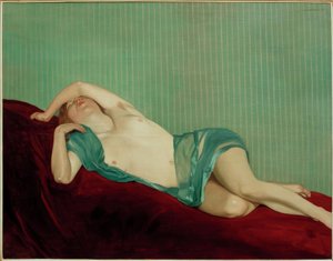 Desnudo con bufanda verde