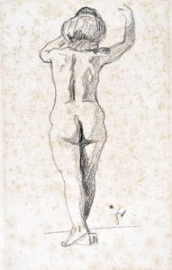 Nu de dos - Obra de Félix Vallotton (1865-1925), mina de plomo sobre papel (28x18 cm), principio del siglo XX - Musee de l