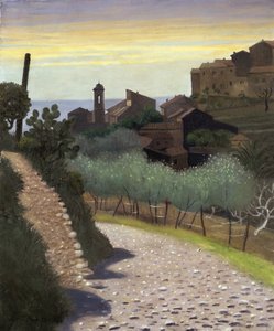 Vista de la Iglesia de Santa Ana en Cagnes (Cagnes-sur-mer), Alpes Marítimos de Felix Edouard Vallotton