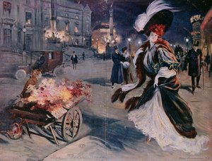 París de noche en el barrio de la Ópera, 1907 de Felix Fournery