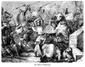 La Batalla de Taillebourg, Francia, 1242 de Felix Henri Emmanuel Philippoteaux